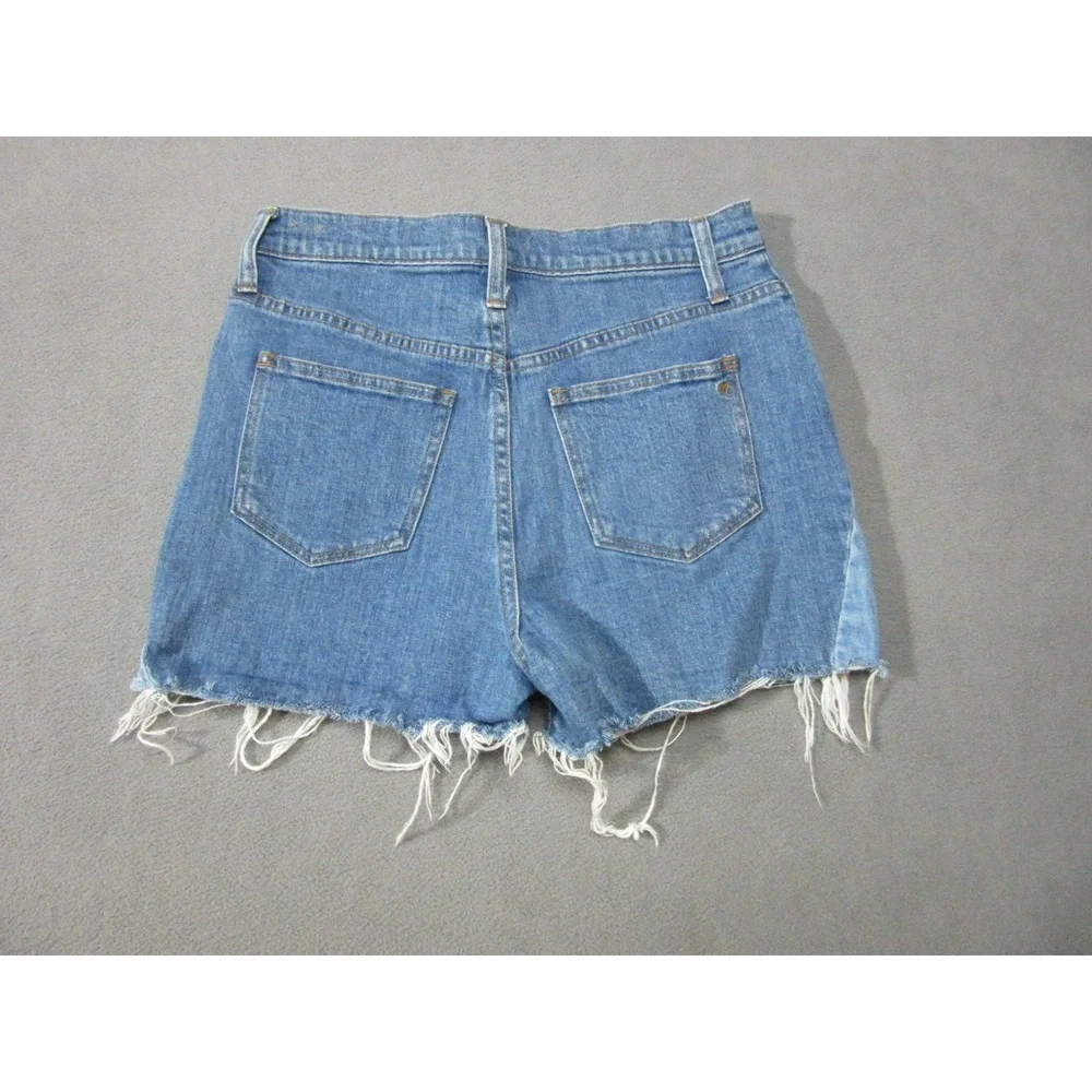 Madewell Shorts Womens 27 Blue Denim Patchwork Frayed Raw Hem High Rise Festival